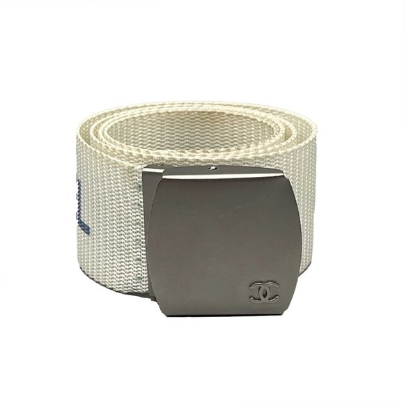CHANEL - Vintage 99S 1999 Logo Adjustable Nylon Web - White - XS/S - Belt - Picture 4 of 11